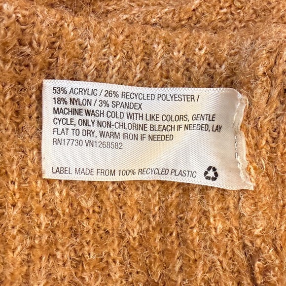 Brown‎ Ribbed Knit Turtleneck Cropped Sweater Long Sleeve Casual Chic - Picture 10 of 11